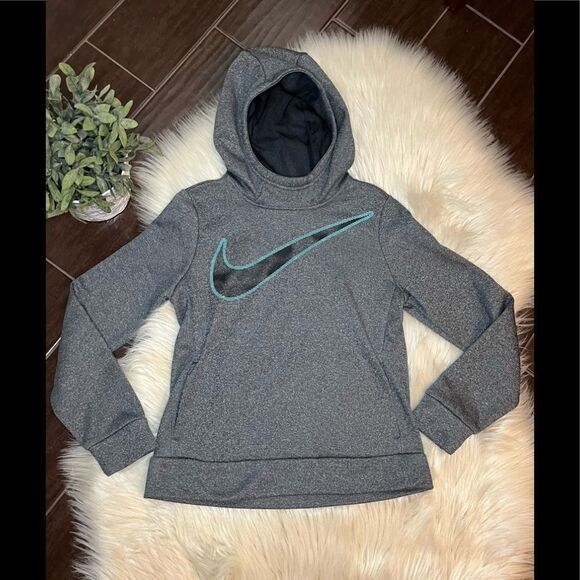 Nike dri fit heather grey hoodie sz youth medium - Picture 1 of 6